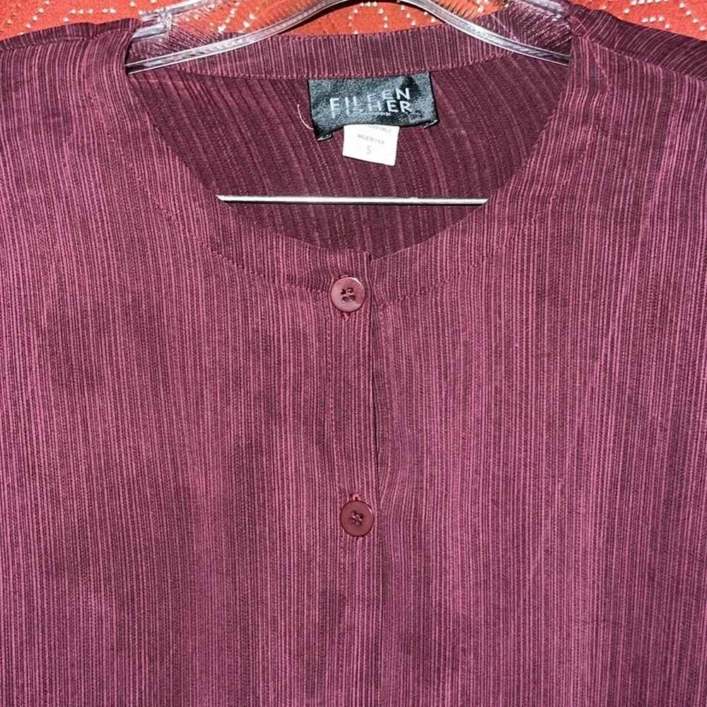 Eileen Fisher Burgundy Blouse Small - Picture 3 of 7